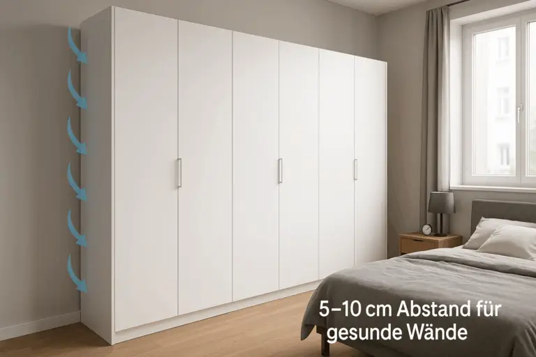 Kleiderschrank mit Abstand zur Wand – richtige Luftzirkulation schützt vor Schimmel