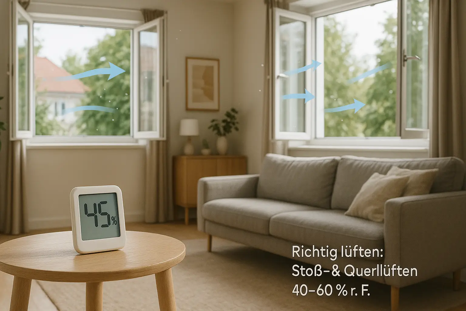 Richtig lüften: Schimmel vermeiden (Stoß-/Querlüften)